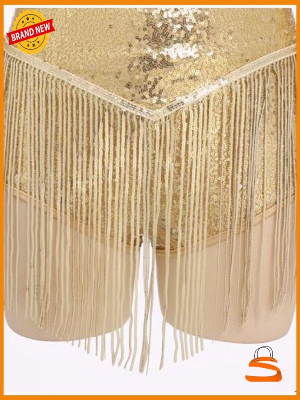 Sequin Fringe Romper Bodysuit for Women Latin Jazz Dance Leotard Rave Outfit - Picture 6 of 7